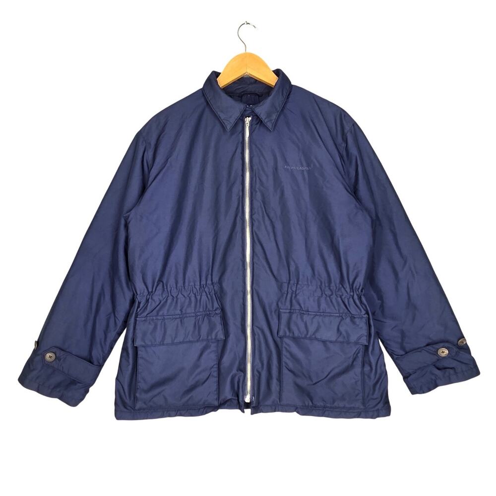 VINTAGE 90's POLO SPORT RALPH LAUREN NAVY ZIP‑UP JACKET – SIZE M – CHEST LOGO